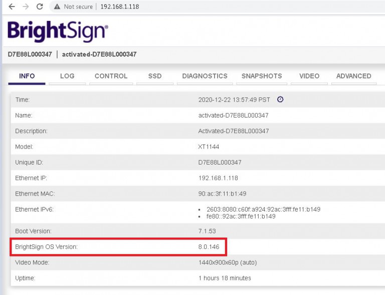 Upgrade Brightsign Players