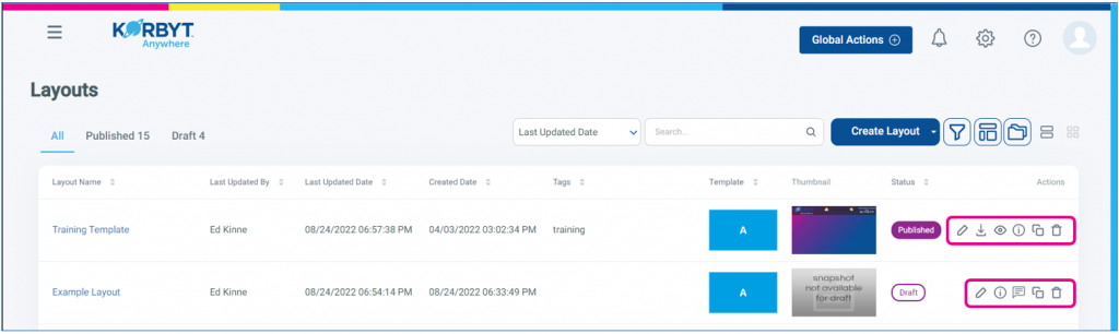 Creating and Managing Layouts - New Experience | Korbyt Knowledge Base